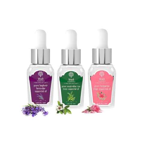 Buy Khadi Essentials Adults Set of 3 Flawless Skin and Shiny Hair Essential Oils 15ml each - Purplle