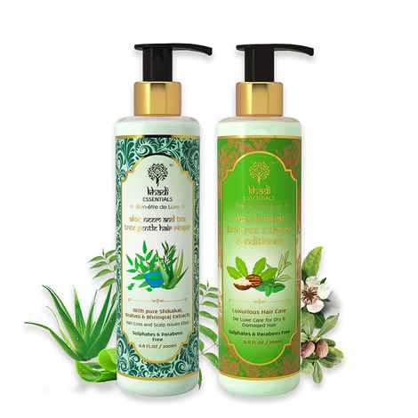 Buy Khadi Essentials Combo of Tea Tree Shampoo 200ml + Tea Tree Conditioner 200ml For Hair Fall Control, Anti Dandruff and Hair Growth - Purplle