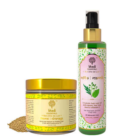 Khadi Essentials Niramaya Methi Hair Mask & Marmik Neem Tulsi Oil- Methi Hair Growth Combo