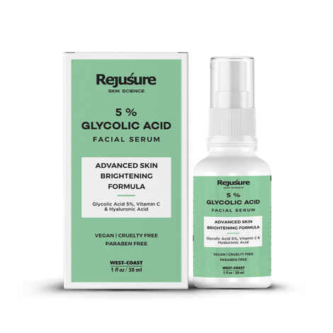 Buy Rejusure 5% Glycolic Acid Reduces Pigmentation, Dark Spots & Acne, Face Serum with Vitamin C & Hyaluronic Acid for Oily Skin - 30 ml - Purplle