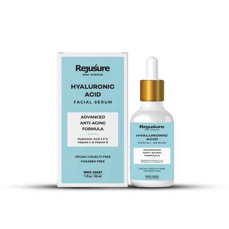 Buy Rejusure Hyaluronic Acid 2.5% for Fine Lines, Intense Hydration Face Serum with Vitamin C & E for Dry & oily Skin - 30 ml - Purplle