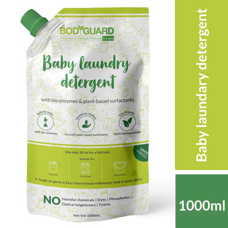 Buy BodyGuard Plant Based Baby Laundry Liquid Detergent - 1 Ltr (Pouch) with Bio-Enzymes & Lemon Oil - Purplle