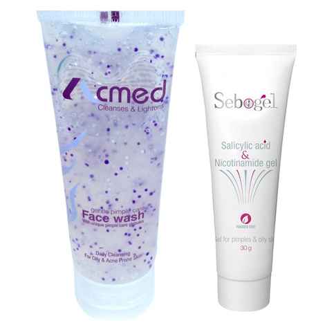 Buy Acmed Pimple Care Face Wash 70 G And Sebogel Salicylic Acid & Nicotinamide Gel For Pimples And Oily Skin, 30Gm - Purplle