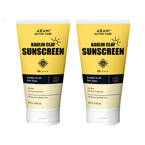 Buy Azani Active Care Sunscreen Lotion with Broad Spectrum SPF 50 & Natural Detoxifying Kaolin Clay, Oil Free & UV Protection. Sports Sunscreen Suitable for All Skin Types (Men & Women) - 160g - Purplle