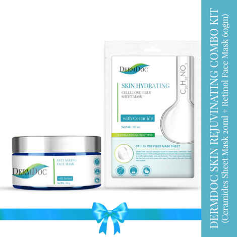 DermDoc Skin Rejuvinating Combo Kit (Ceramides Sheet Mask 20ml + Retinol Face Mask 60gm)