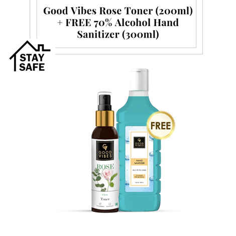 Buy Good Vibes Rosehip Toner (200ml) + FREE 70% Alcohol Hand Sanitizer (300ml) - Purplle
