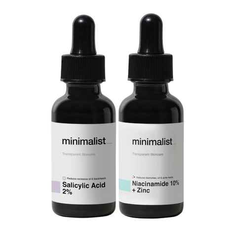 Buy Minimalist 10% Niacinamide face Serum with Matmarine + Zinc + Acetyl Glucosamine 30 ml + Minimalist 2% Salicylic Acid Face Serum For Acne Blackheads & Open Pores 30ml - Purplle
