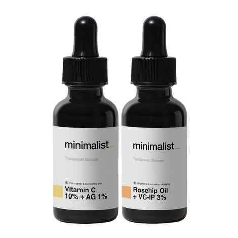 Minimalist Vitamin C + Rosehip Glow Boosting Duo - Day & Night Serums for Glowing Skin