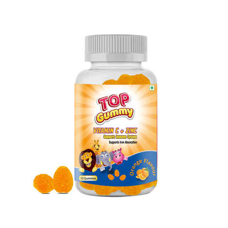 Buy Top Gummy Vitamin C Zinc For Maximum Immune System Booster | Daily Essential Nutrients | Antioxidants | Gluten, Soy & Dairy Free - 30 Gummies (Orange Flavor) - Purplle