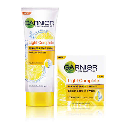 Buy Garnier Light Complete Serum Cream SPF 40, 45 g + Light Complete Face Wash 100 g - Purplle