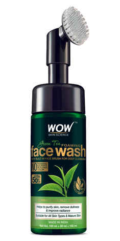 Buy WOW Skin Science Green Tea Foaming Face Wash with Built-In Face Brush - 150 mL - Purplle