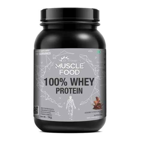DR. MOREPEN Muscle Food 100% Whey Protein With Digestive Enzymes, Vitamins, Minerals & BCAAs | Double Chocolate Flavour | 30 Servings - 1Kg