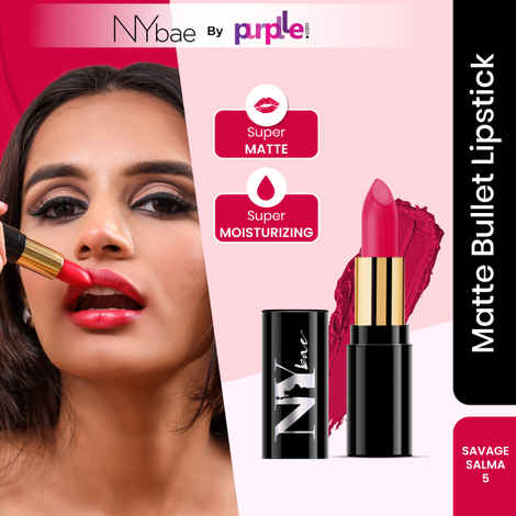Buy NY Bae Super Matte Lipstick - Savage Salma 5 (4.2 g) | Pink | Enriched with Vitamin E | Rich Colour | Long lasting | Smudgeproof | Vegan - Purplle