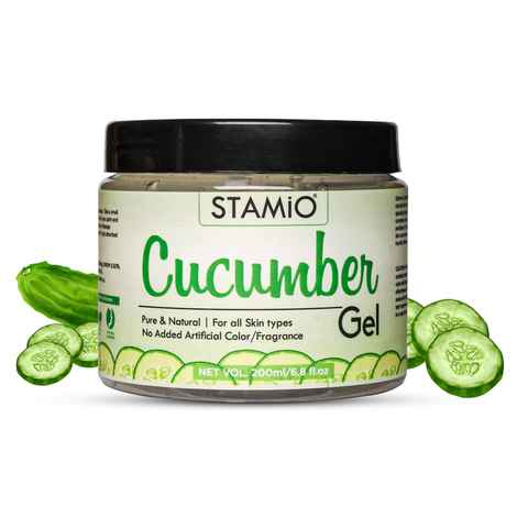 Buy STAMIO Pure Cucumber Gel for All Skin Types, Skin Softening and Moisturizing, No Added Artificial Fragrance/Color (200ml, Pack of 1) - Purplle