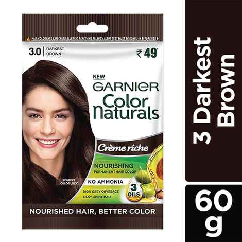 Buy Garnier Color Naturals Creme Riche Sachet, Shade 3, Darkest Brown - Purplle