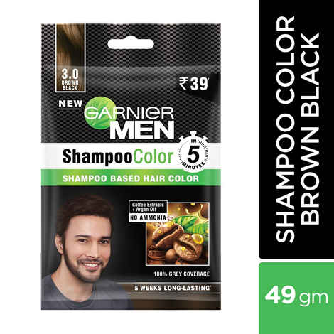 Buy Garnier Garnier Men Shampoo Color Shade 3 Brown Black 10ml + 10ml - Purplle