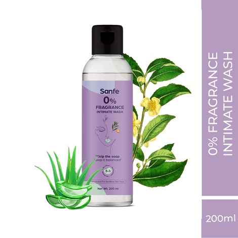 Buy Sanfe Dermatologically Tested 0% Fragrance Intimate Wash for Women - 200ml with Improved ph Balancing Formula for Sensitive Skin (Multicolor) - Purplle