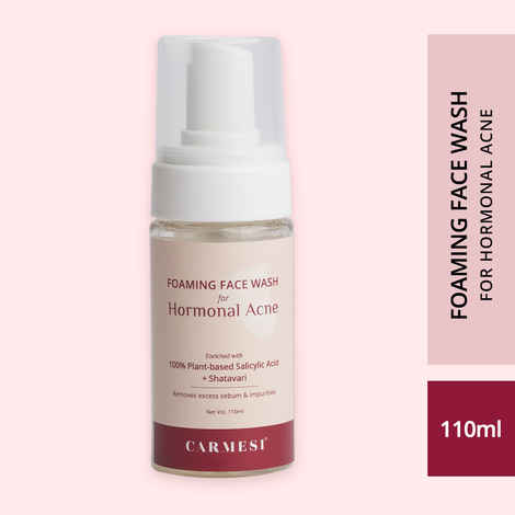 Buy Carmesi Foaming Face Wash for Hormonal Acne - Natural Salicylic Acid, Niacinamide, Zemea - Removes Excess Sebum & Impurities - Purplle
