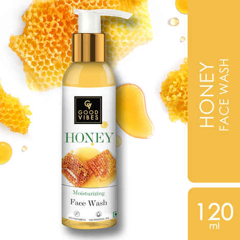 Buy Good Vibes Honey Moisturizing Face Wash | Lightening, Moisturizing | No Parabens, No Mineral Oil, No Animal Testing (120 ml) - Purplle