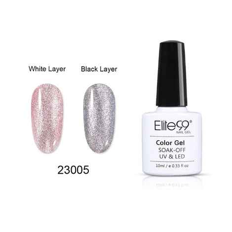 Elite99 10ml Glitter Pearl UV Gel Polish Metal UV Hybrid Gel Lacquer Nail Primer Matte Top Coat Soak Off Nail Art Gel Varnish (E99-10ml-23005)