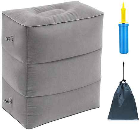 Buy IMPORTIKAAH Inflatable Portable and Ergonomic Adjustable Height Leg Rest Pillow with Dust Cover for for Car, Airplane, Camping, Vacation (Grey) - Purplle