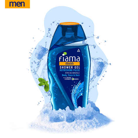 Fiama Men Body Wash Shower Gel Refreshing Pulse, 250ml, Body Wash for Men with Skin Conditioners & Sea Minerals for Soft & Refreshed Skin
