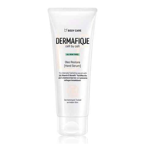 Buy Dermafique Oleo Restore Hand Serum for all skin types, 10x Vitamin E infused cream, Non-sticky Hydration, prevents collagen breakdown, for soft nourished skin, dermatologist tested (50g) - Purplle