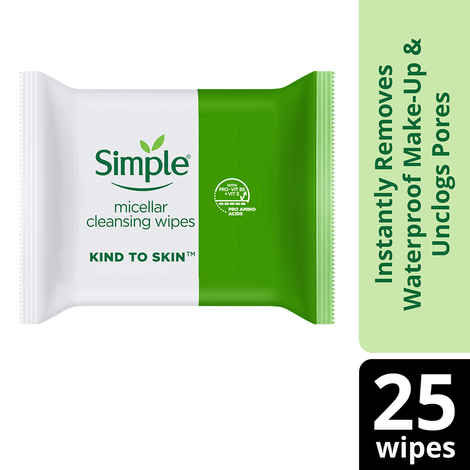 Buy Simple Kind to Skin Micellar Cleansing Wipes| Facial wipes for sensitive Skin | No Added Perfume, No Harsh Chemicals, No Artificial Color and No Alcohol | 25 wipes - Purplle
