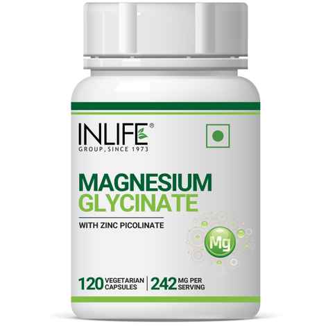 Buy INLIFE Magnesium Glycinate Supplement 1100mg (Elemental Magnesium 242mg) with Zinc 10mg (as Zinc Picolinate) Per Serving, Relaxation & Healthy Muscle Function - 120 Vegetarian Capsules - Purplle