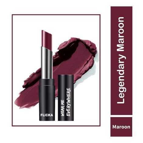 Flicka Wear Me Everywhere Creamy Matte Lipstick- 02 Legendary Maroon (3.5Gms)