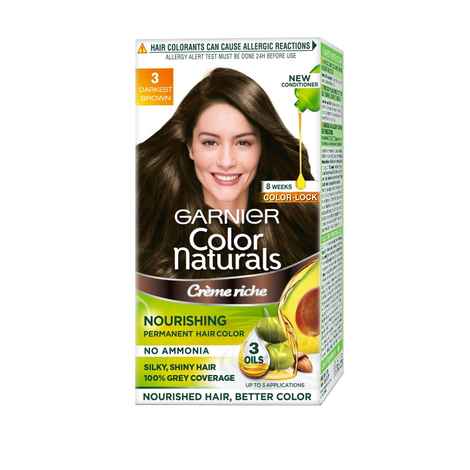 Garnier Color Naturals Nourishing Permanent Hair Color Cream Darkest Brown 3 (35ml + 30 g)