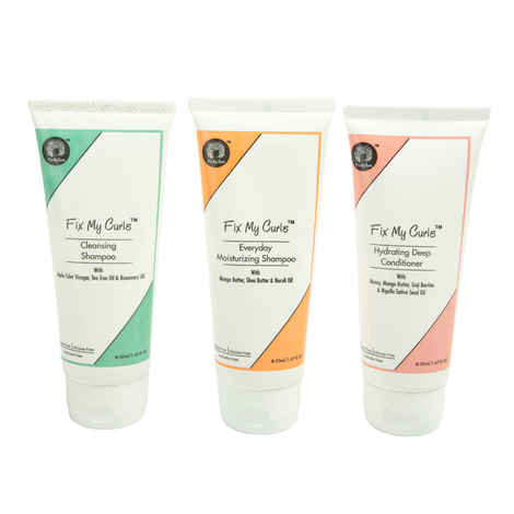 Buy Fix My Curls Wash Day Pack with Everyday Moisturizing Shampoo, Cleansing Shampoo And Hydrating Deep Conditioner, 50ML Each - Purplle