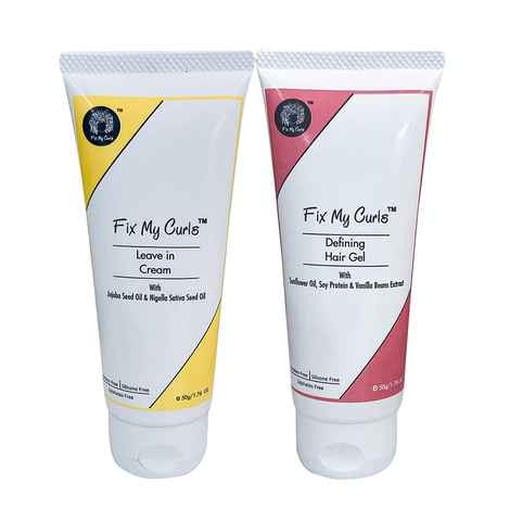 Buy Fix My Curls Travel Size Styling Bundle With Defining Hair Gel And Leave In Cream, 50GM Each - Purplle