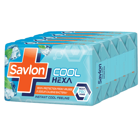 Buy Savlon Cool Hexa Bathing Soap Bar with Instant Cool Feeling (Buy 4 Get 1 - 125g each) - Purplle