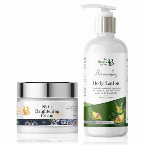 The Beauty Sailor Skin Care Combo Avocado Body Lotion For Ultra Nourishing, Moisturizing & Rejuvenating 300 ML + Skin Brightening Cream For Natural Glow - 50 Gm