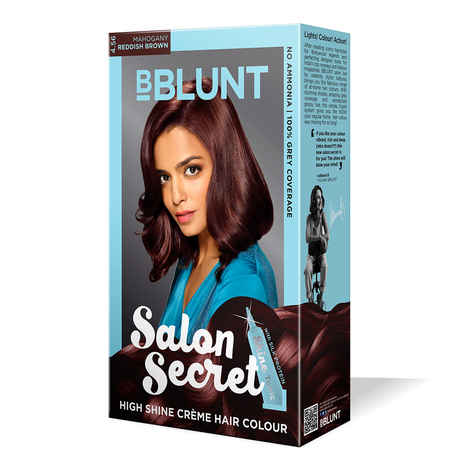 Buy BBLUNT Salon Secret High Shine Creme Hair Colour - Mahogany Reddish Brown 4.56. No Ammonia  ( 100 g+8ml) - Purplle