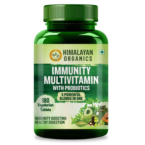 Buy Himalayan Organics Immunity Multivitamin with Probiotics (180 Veg Tablets) with Vitamin C, D, K2, Zinc, Ginseng, Giloy, Biotin For Men & Women - Purplle