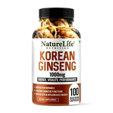 Buy Nature Life Nutrition Korean Ginseng 1000mg – Energy, Vitality & Performance – 100 Veg Capsules – Form Men & Women - Purplle