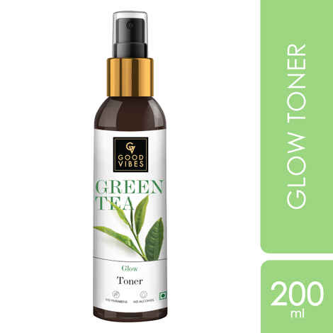 Buy Good Vibes Green Tea Glow Toner | Hydrating, Soothing, Refreshing | With Apple | No Alcohol, No Sulphates, No Parabens, No Animal Testing (200 ml) - Purplle