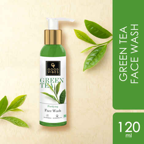 Buy Good Vibes Green Tea Face Wash | Purifying, Acne Control, Deep Cleansing | Eliminates Pimples, Suitable For All Skin Types | 120 ml - Purplle