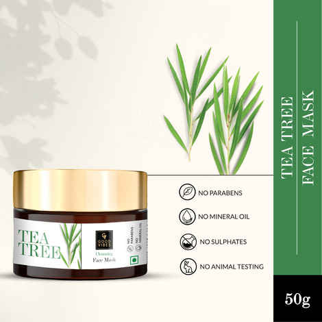 Buy Good Vibes Tea Tree Cleansing Mask | Anti-Acne, Cleansing, Soothing | No Parabens, No Sulphates, No Mineral Oil, No Animal Testing (50 g) - Purplle