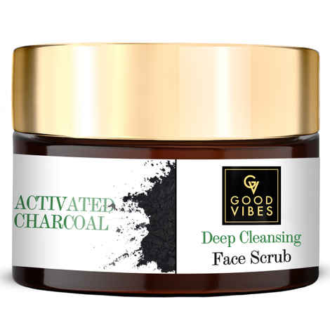 Buy Good Vibes Activated Charcoal Deep Cleansing Face Scrub | Anti-Acne, Blackhead | With Almond Oil | No Parabens, No Sulphates, No Mineral Oil (50 g) - Purplle