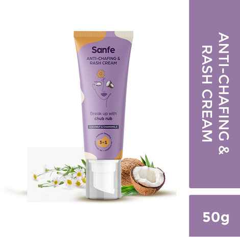 Buy Sanfe Natural Rash Cream for Women| For Chafing from Sanitary Pads, Sports, Heavy Thighs, Bra With Airless Pump Tube for Easy Application- 50g (Multicolor) - Purplle
