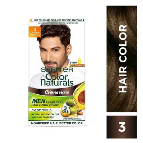 Buy Garnier Color Naturals Men Permanent Hair Colour Cream Darkest Brown 3 (30 ml + 30 g) - Purplle