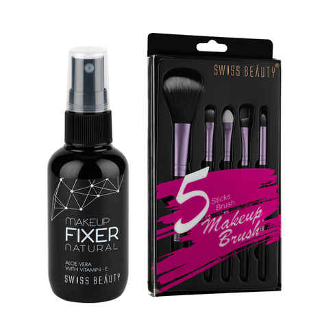 Buy Swiss Beauty Makeup Brush & Fixer Combo - Purplle