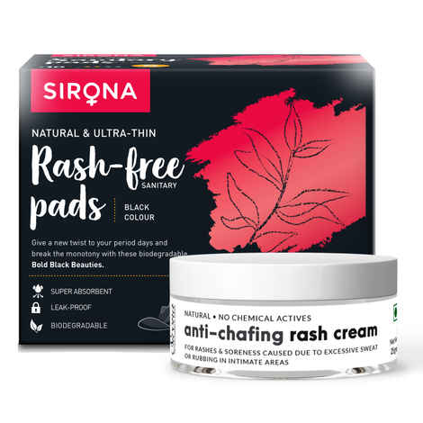 Buy Sirona Natural Anti Chafing Rash Cream with Black Sanitary Pads - Small - Purplle