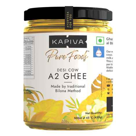 Buy Kapiva A2 Desi Ghee | Helps Reduces Joint Pain And Improves Heart Functioning | 500Ml Ghee 500 Ml Glass Bottle - Purplle