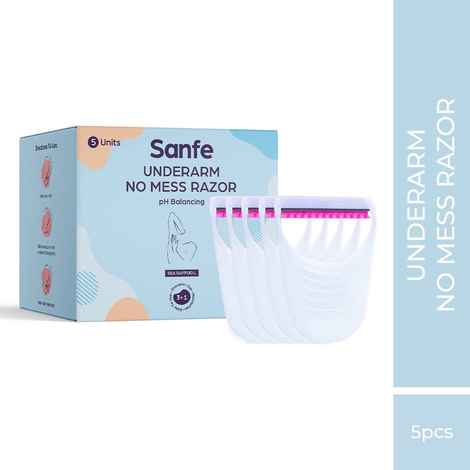 Buy Sanfe Underarm No Mess Razor for Women's Hair Removal - Pack of 5 with Sea Daffodil | Smooth & Instant Hair Removal (Multicolor) - Purplle