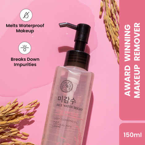 Buy The Face Shop Rice water bright light Cleansing Oil with Rice Water to Brighten the Skin, 150 ml | Korean Make-Up Remover, For Lips, Eyes and Face, Removes Waterproof makeup - Purplle