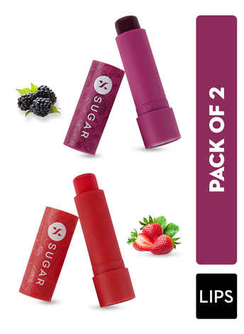 Buy SUGAR Cosmetics - Tipsy Lips - Moisturizing Balm - Lip Moisturizer for Dry and Chapped Lips, Enriched with Shea Butter and Jojoba Oil | 02 Cosmopolitan & 07 Bramble - Pack of 2 - Purplle